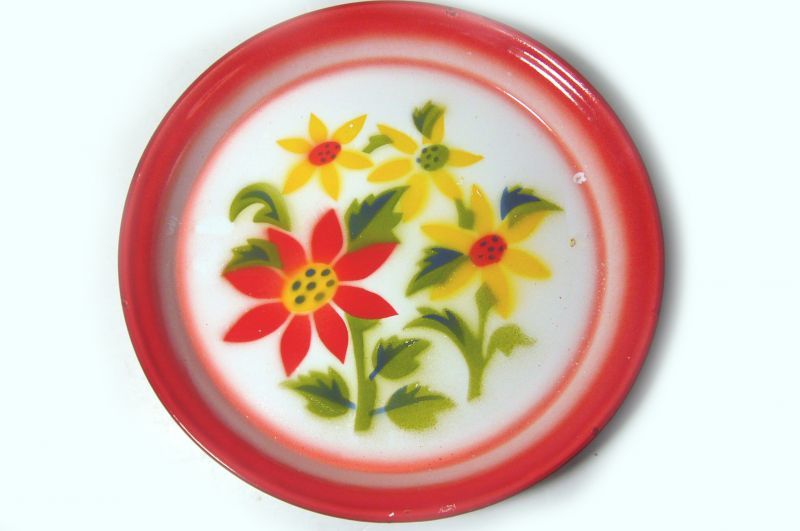 画像: ホーロー平皿　赤ふち23cmA