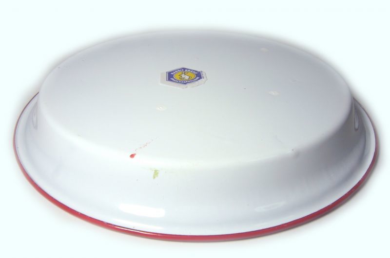 画像5: ホーロー　平皿　縁赤23cm C