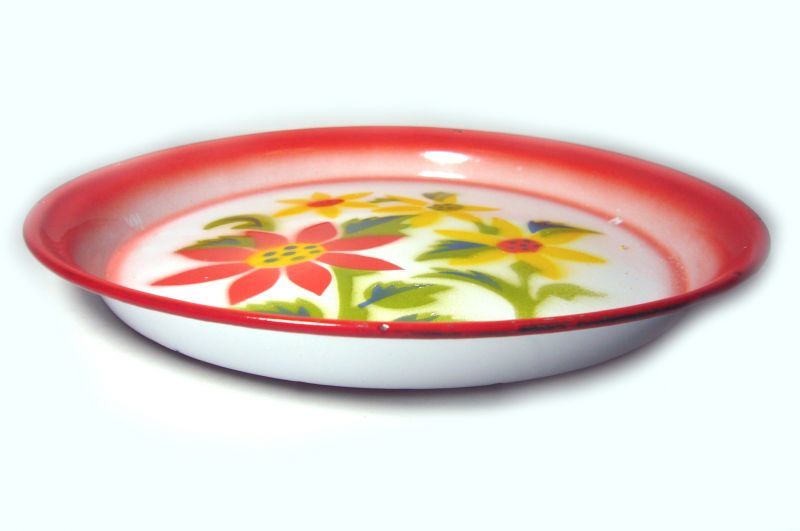 画像4: ホーロー平皿　赤ふち23cmA