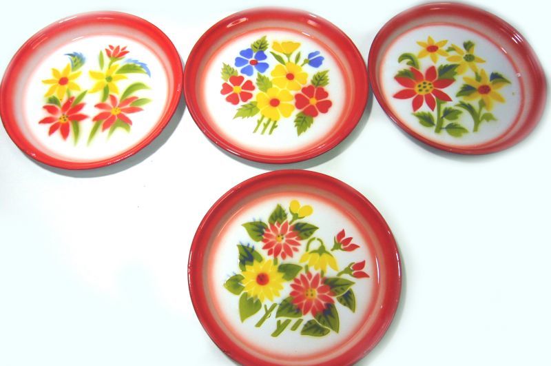 画像: ホーロー平皿　赤ふち23cmA