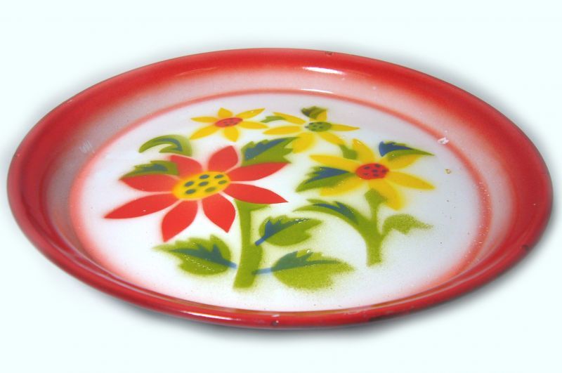 画像3: ホーロー平皿　赤ふち23cmA