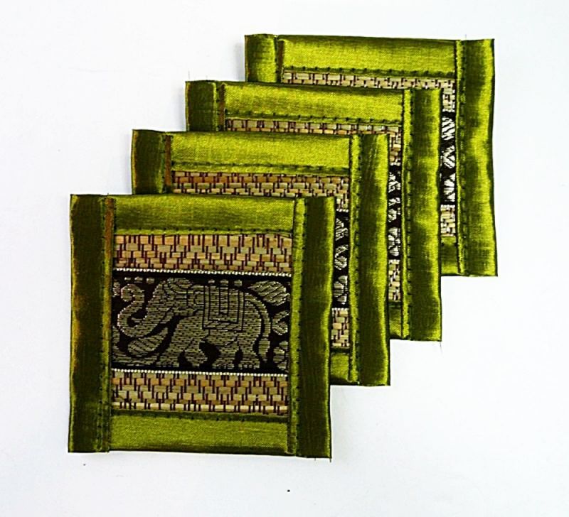 画像:  緑ふち太（小）象 4枚組 コースター付