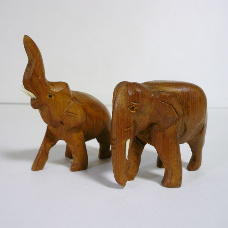 画像1: 木製　象の置物 小