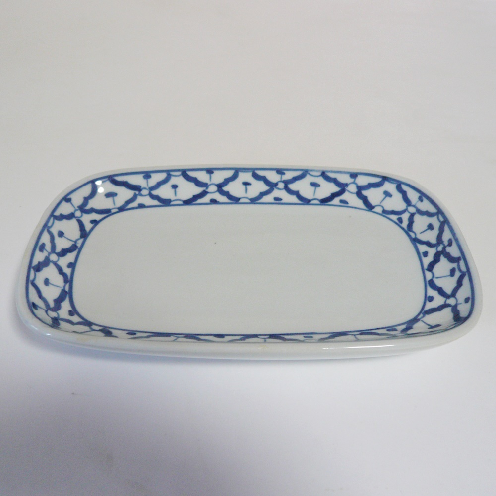 画像1:  青白陶器 長方形皿（小）19.5cm