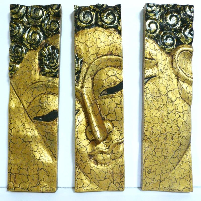 画像: ≪タイ雑貨≫仏像・壁面飾り  木製・ゴールド 