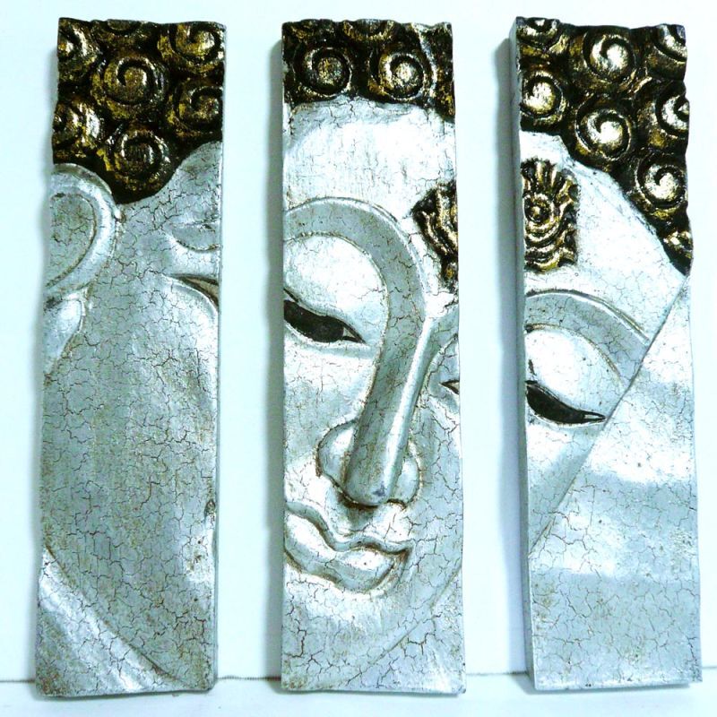 画像: 仏像・壁面飾り  木製・シルバー 
