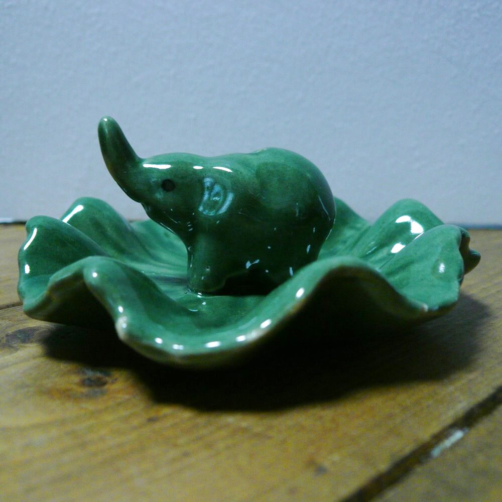 画像5:  タイ雑貨　香炉花象（緑）