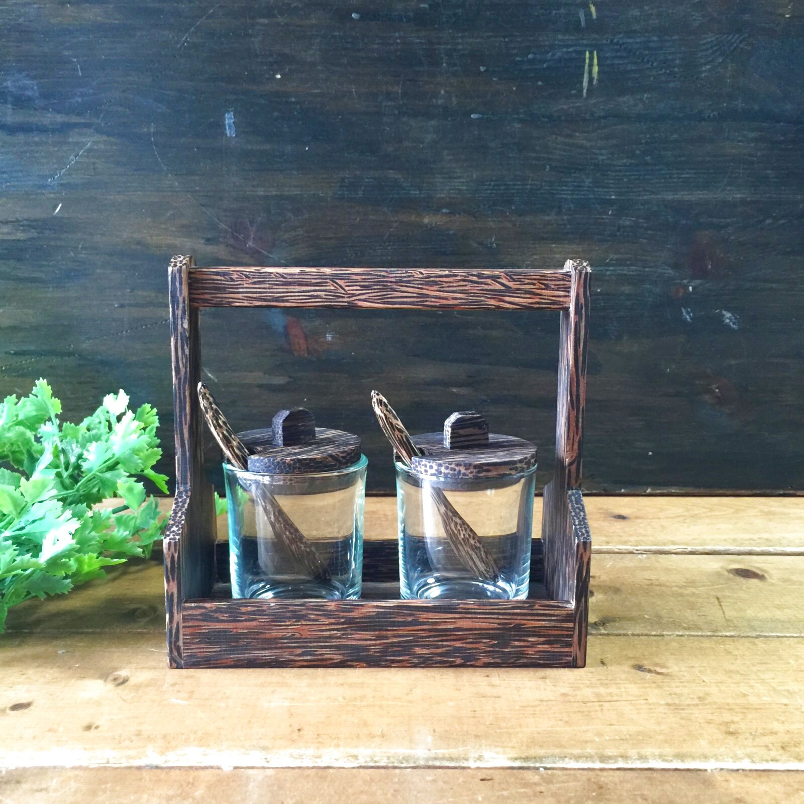 画像1: 　調味料入れ　　　パームウッド2容器(B)  