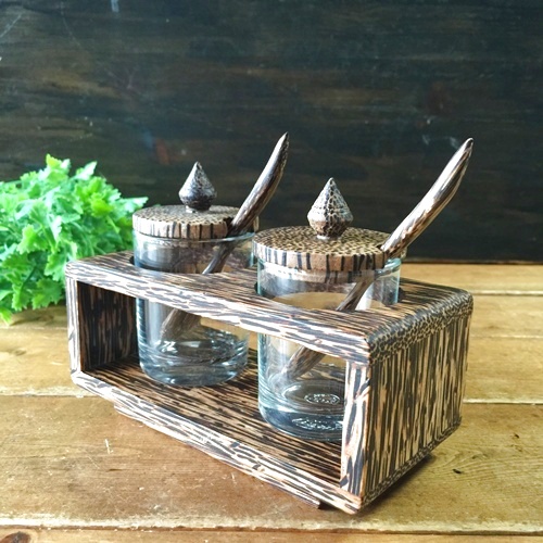 画像2: 　調味料入れ　　　パームウッド2容器(A)