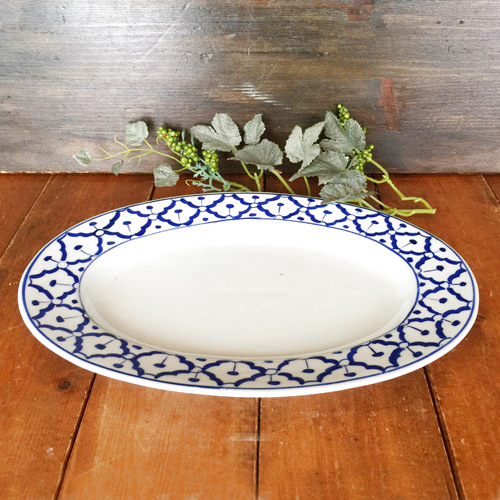 画像3:  青白楕円皿(薄皿)26.5cm 