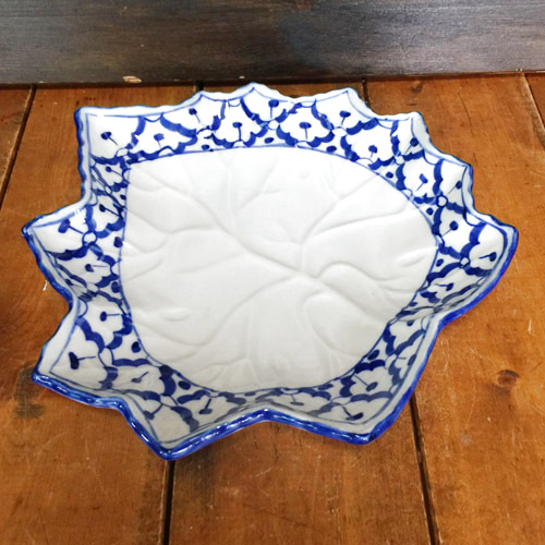 画像5:  青白カエデ型中皿 