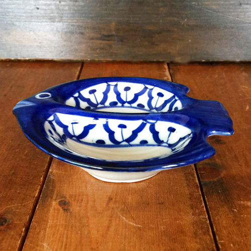 画像3:  青白２口魚型小皿 