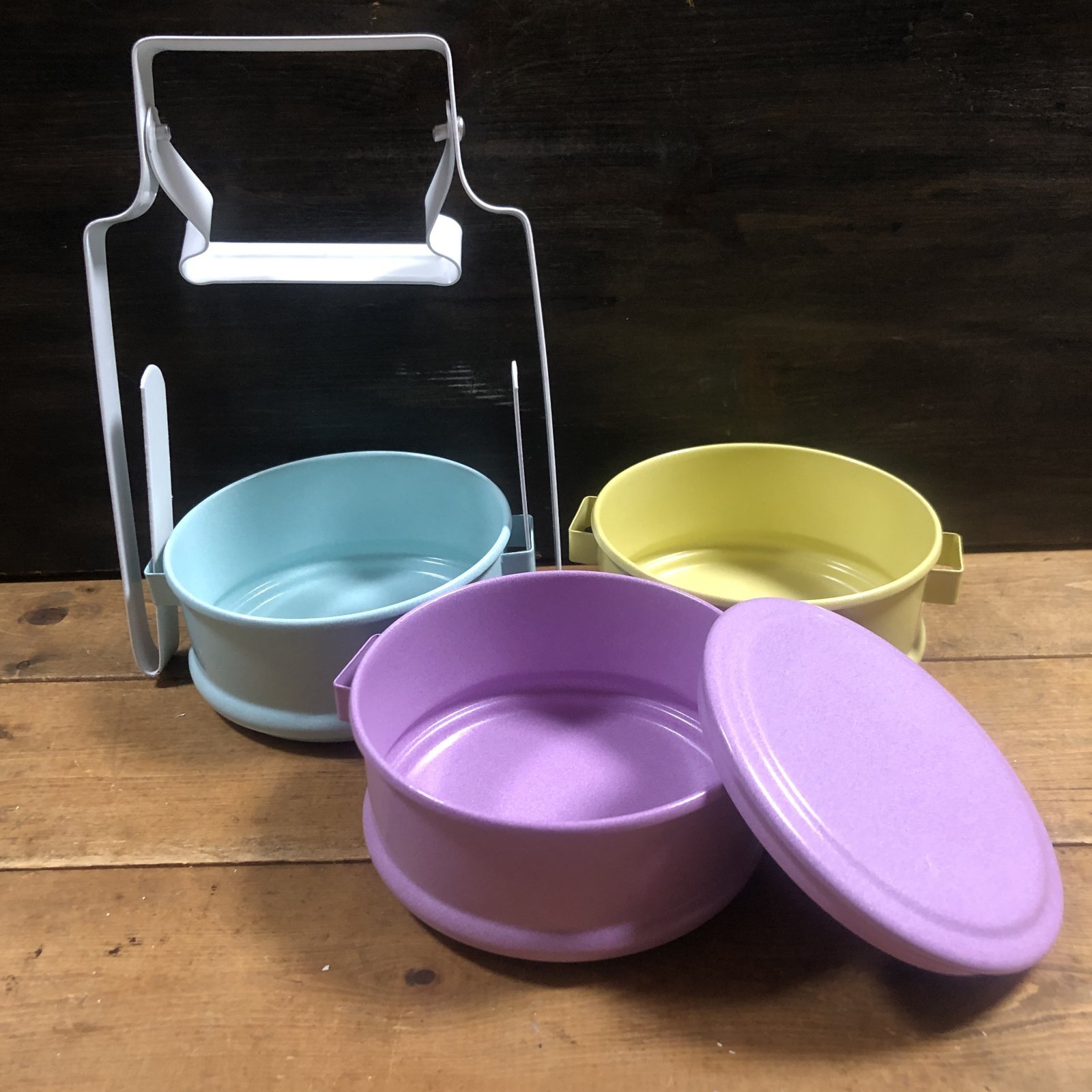 画像: ≪タイ雑貨≫ホーロー ・パステル3段  弁当箱  B