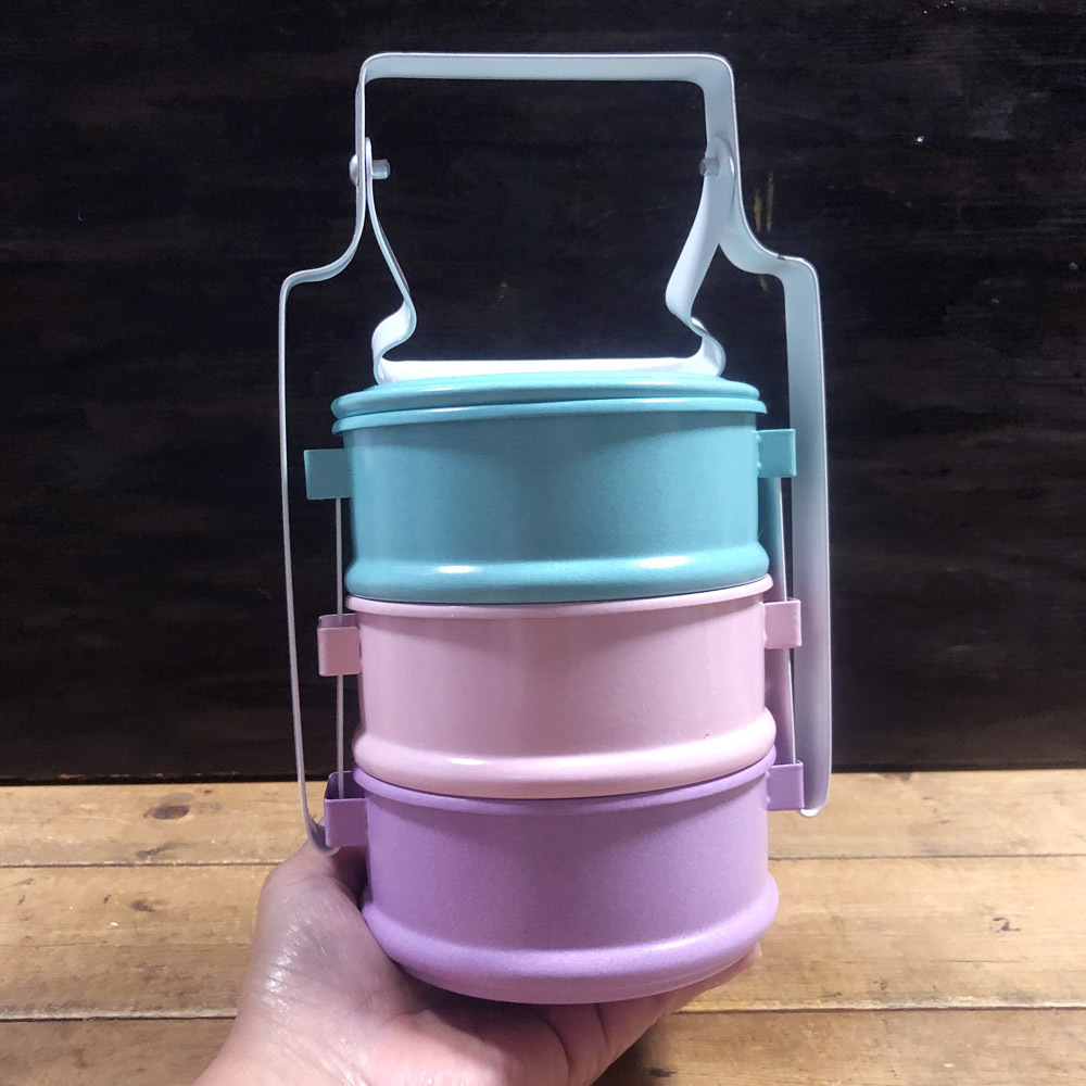 画像4: ≪タイ雑貨≫ホーロー ・パステル3段  弁当箱  A