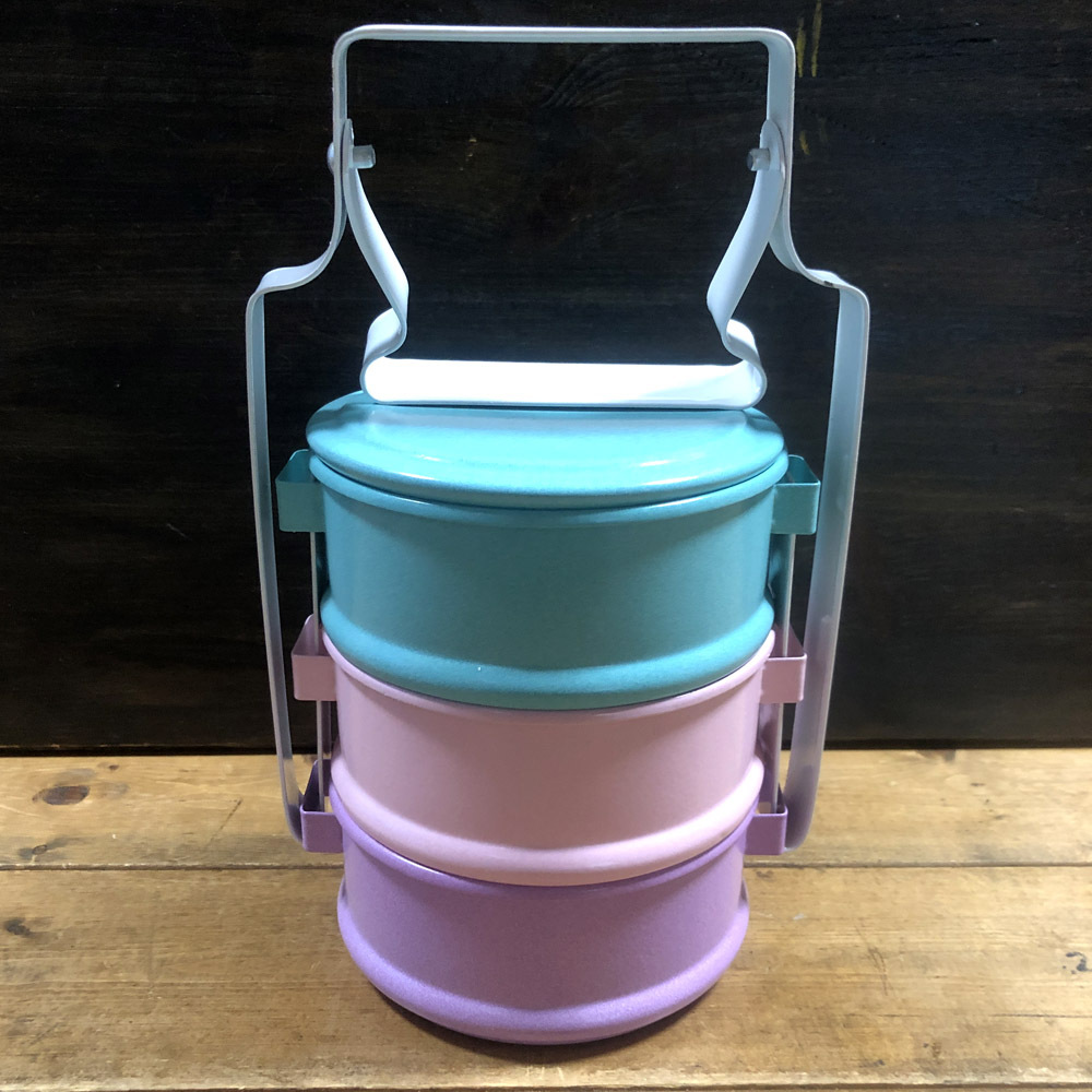 画像1: ≪タイ雑貨≫ホーロー ・パステル3段  弁当箱  A