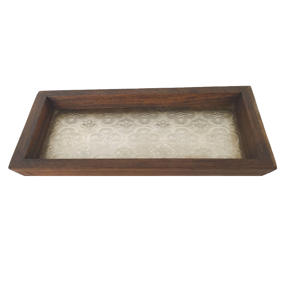 画像1: 飾りガラスのトレー（白）