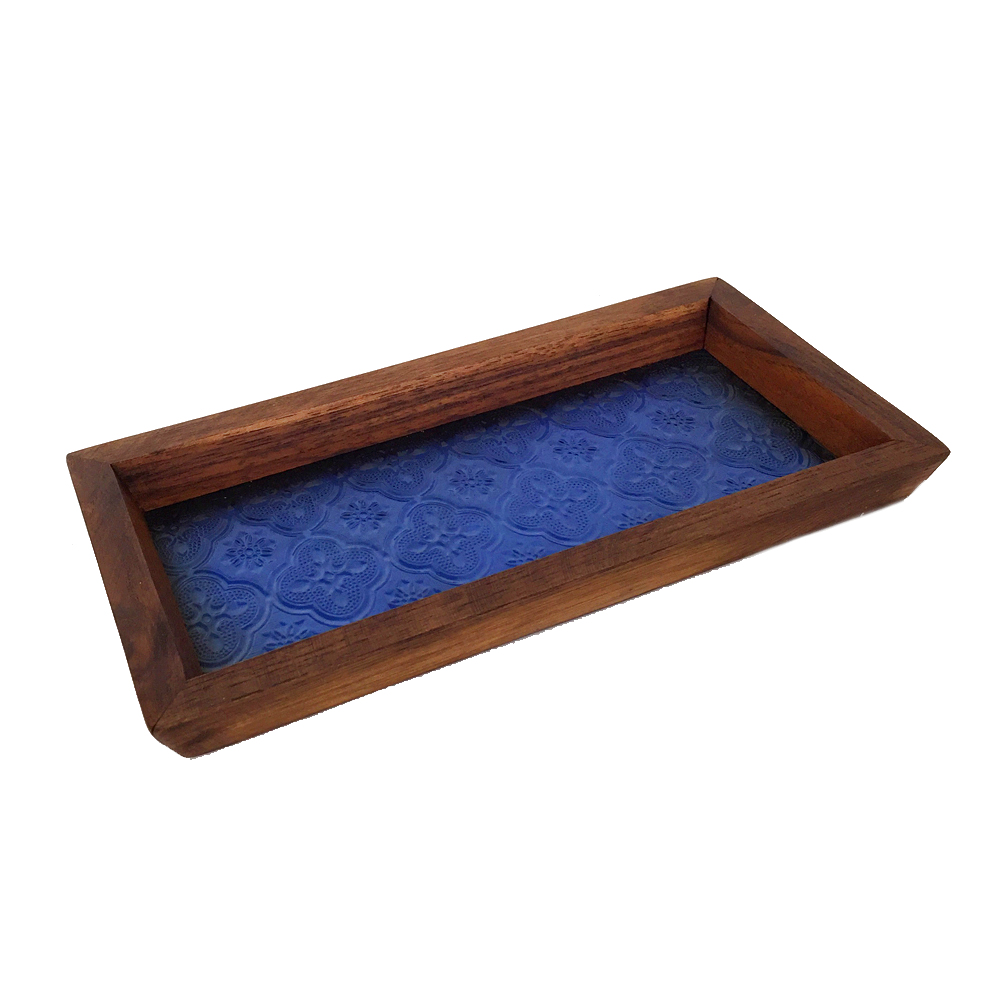 画像2: 飾りガラスのトレー（青）