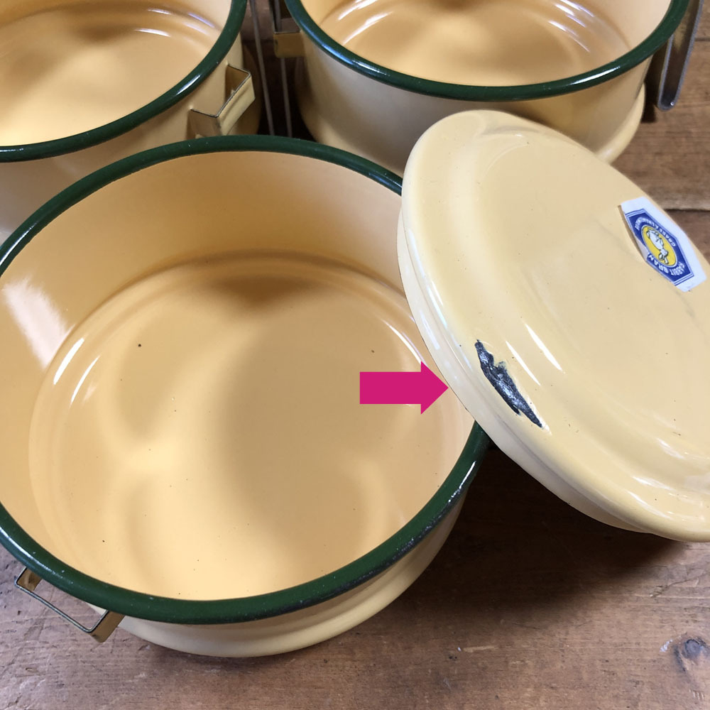 画像5: 【OUTRET】（蓋部分にキズ）ホーロー3段　お弁当箱