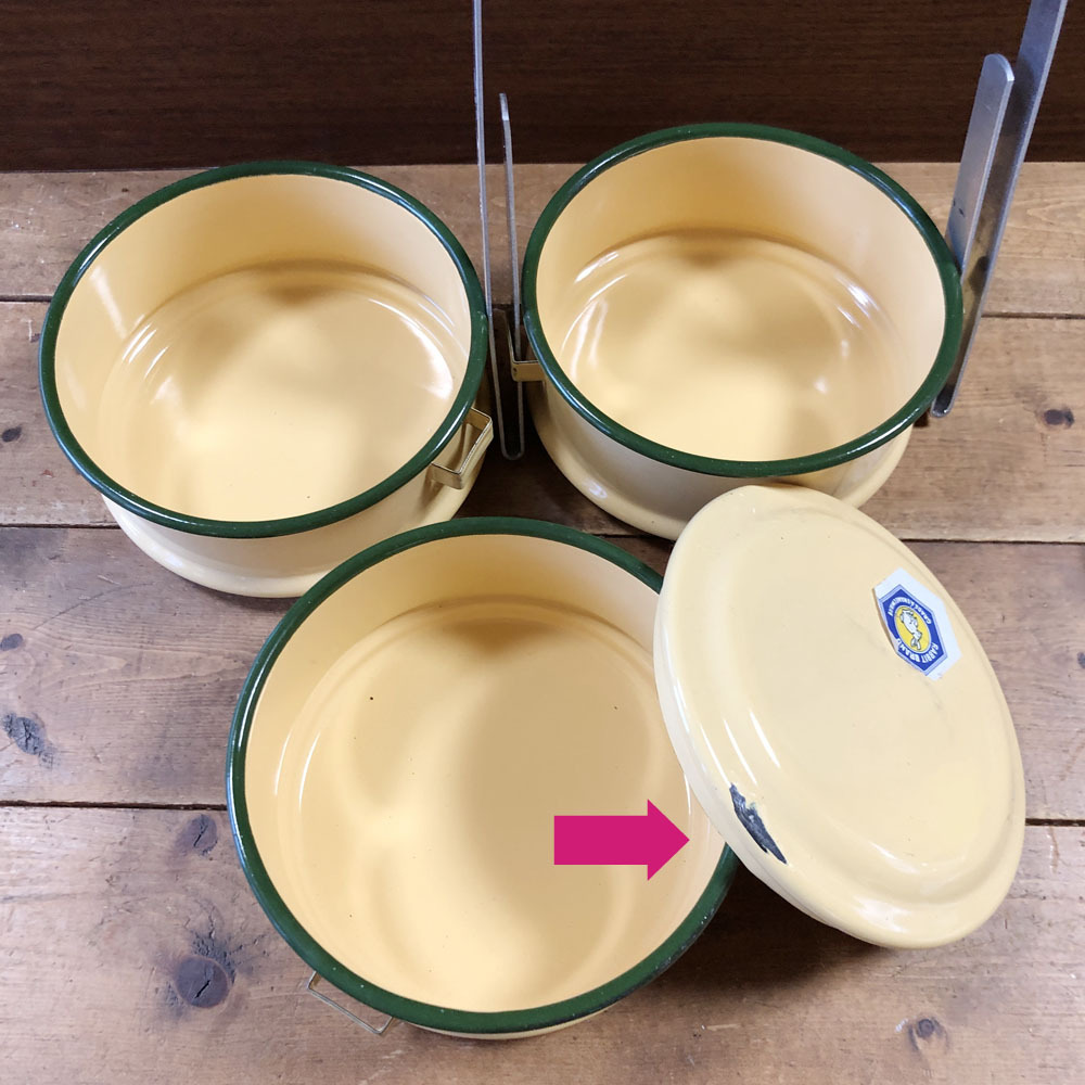 画像3: 【OUTRET】（蓋部分にキズ）ホーロー3段　お弁当箱