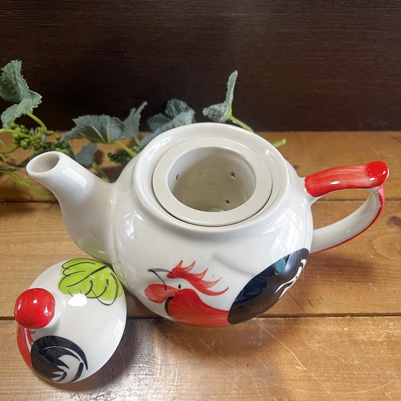 画像7: にわとり柄 ポット（ピンク花）