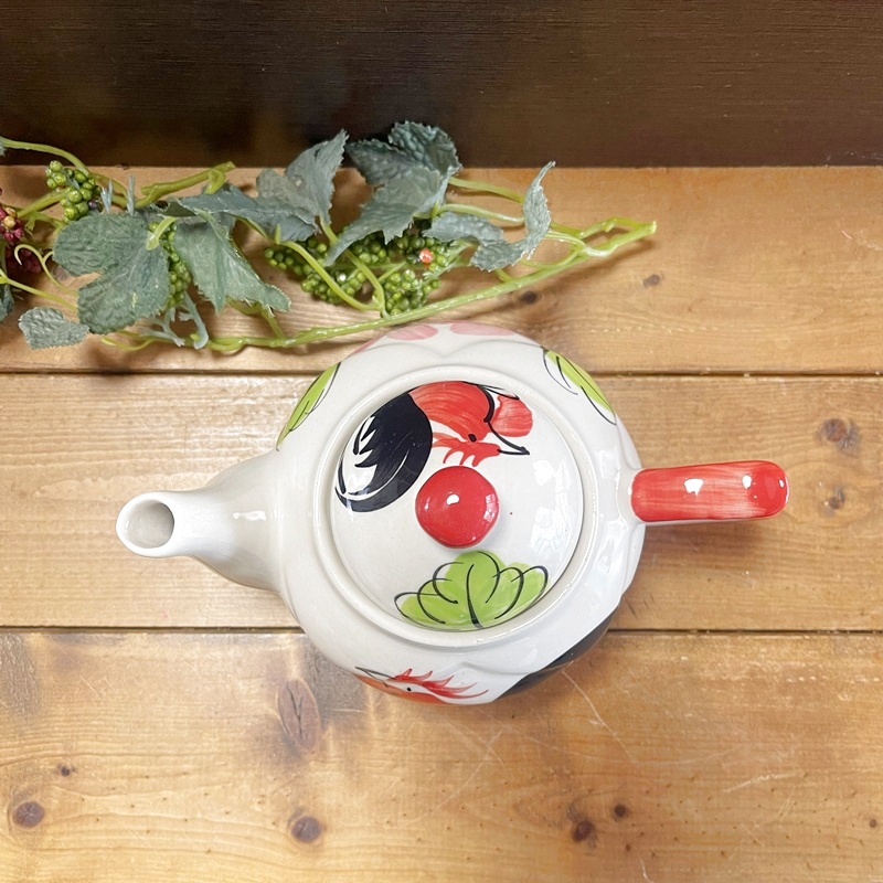 画像6: にわとり柄 ポット（ピンク花）