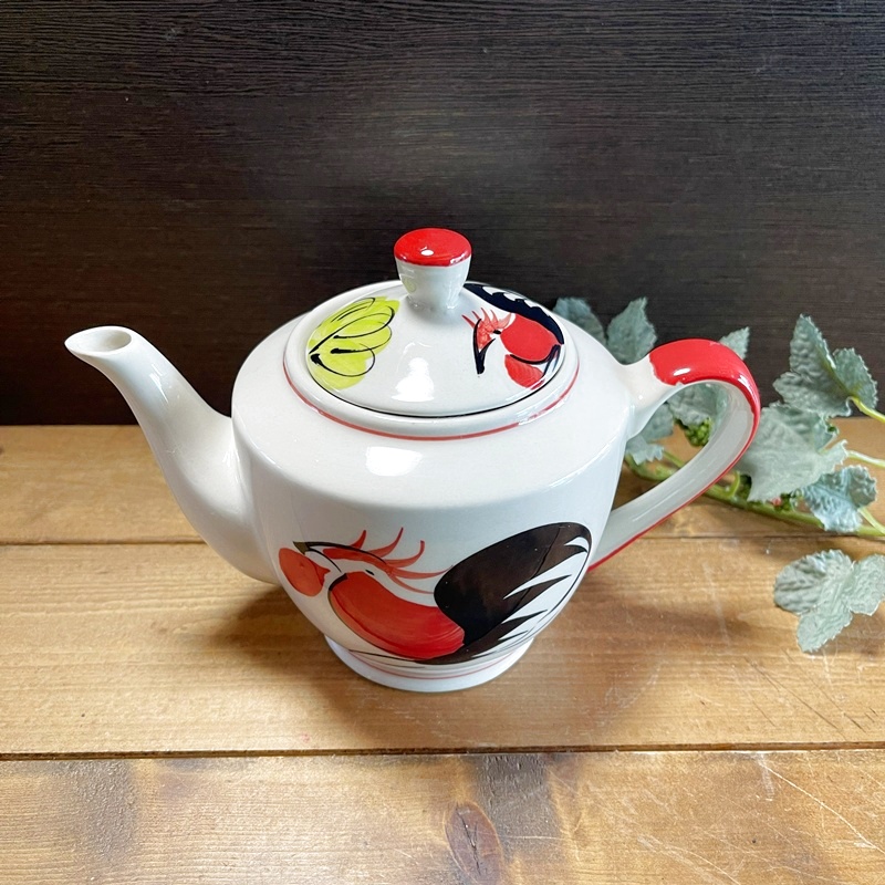 画像2: にわとり柄 ポット B（ピンク花）