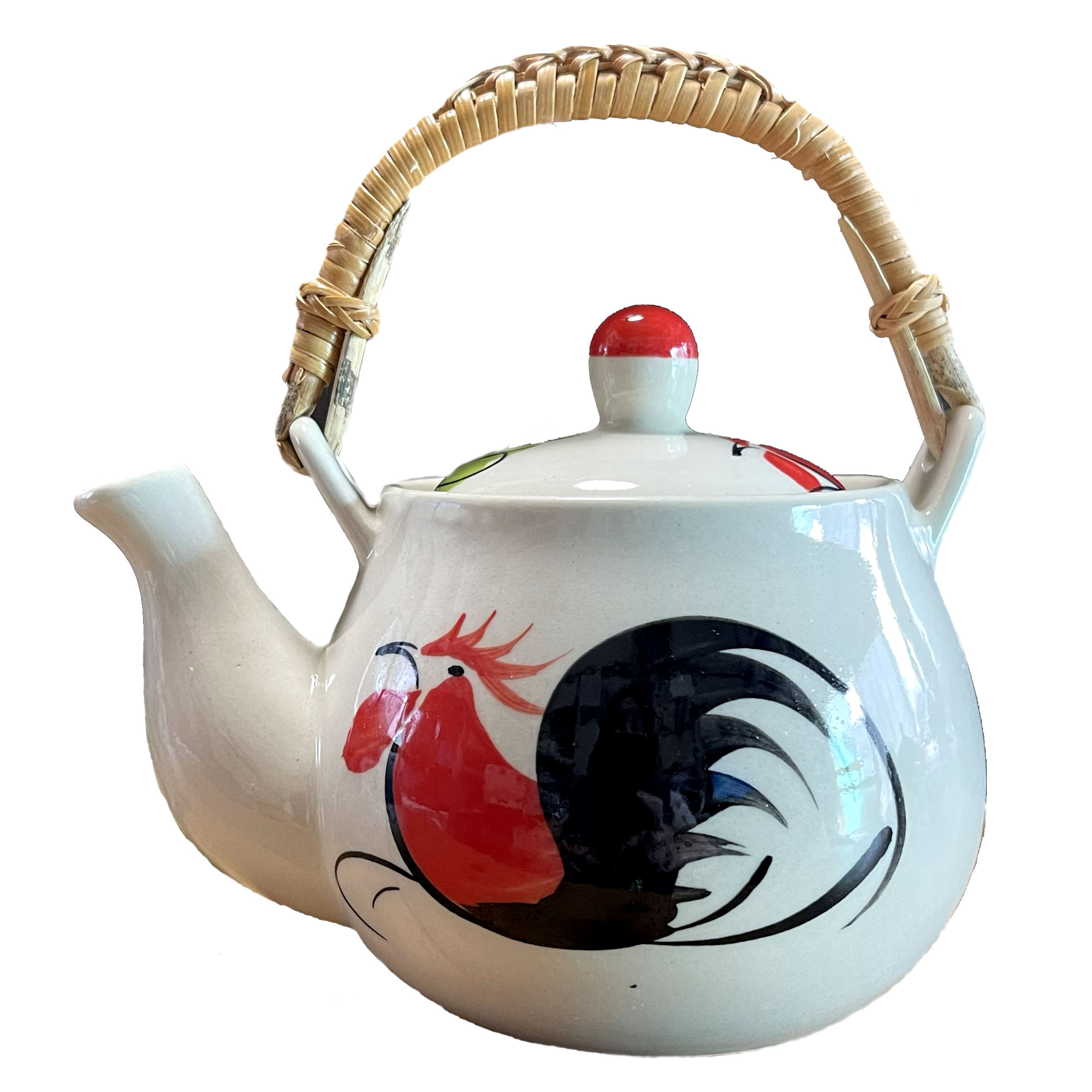 画像: にわとり柄 ポット C（ピンク花）