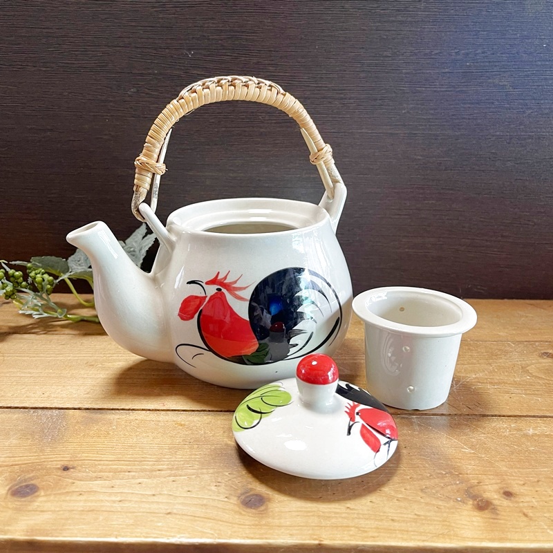 画像7: にわとり柄 ポット C（ピンク花）