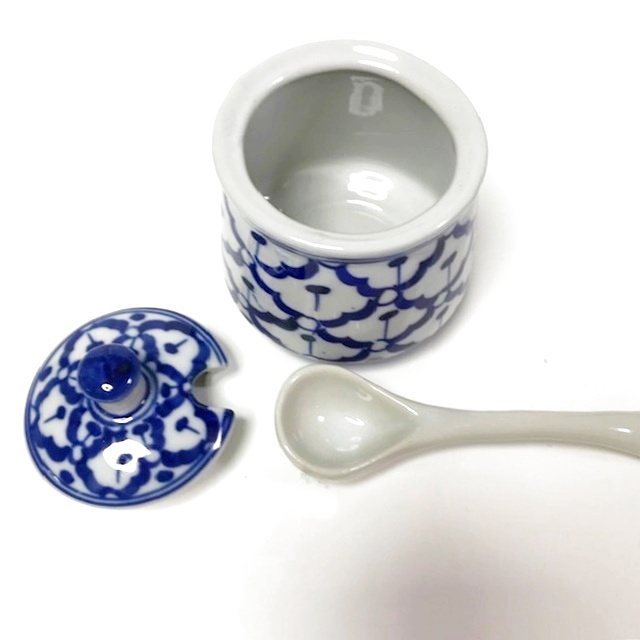 画像:  青白陶器  調味料入れ2個組 