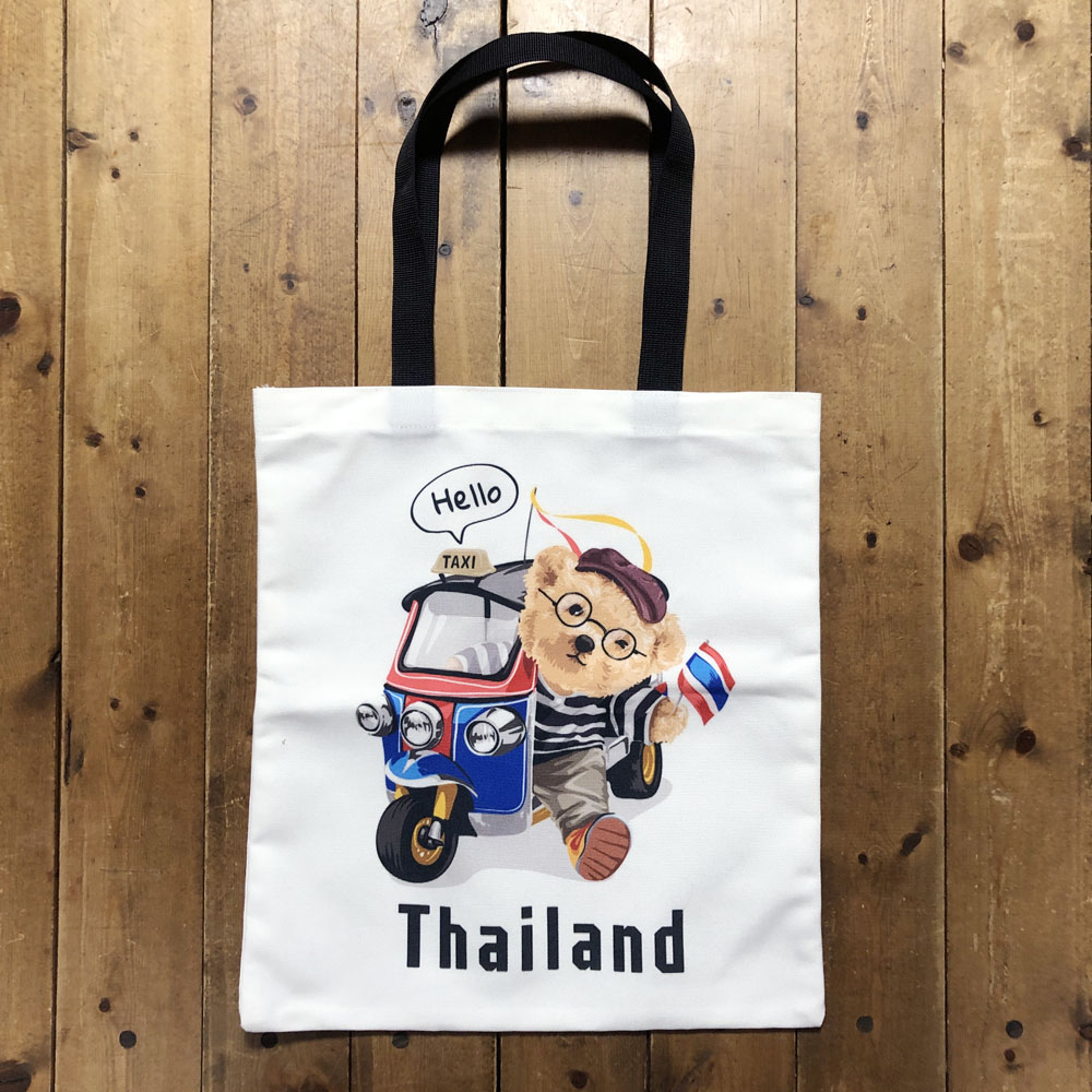画像1: 《タイ雑貨》トート  テディベア＆トゥクトゥク